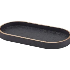 Bakke Oval Sort Finér Træ 23 x 11cm