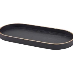 Bakke Oval Sort Finér Træ 35 x 16.5cm