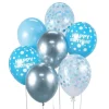 Ballonbuket B&C Glædelig fødselsdag sølv og blå 7 stk.