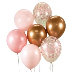 Ballonbuket B&C pink og kobber 7 stk.