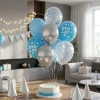 Ballonbuket B&C Sto Lat sølv og blå 7 stk.