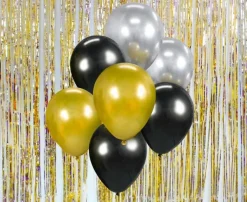 Ballonbuket- Guld sølv sort / 7 stk
