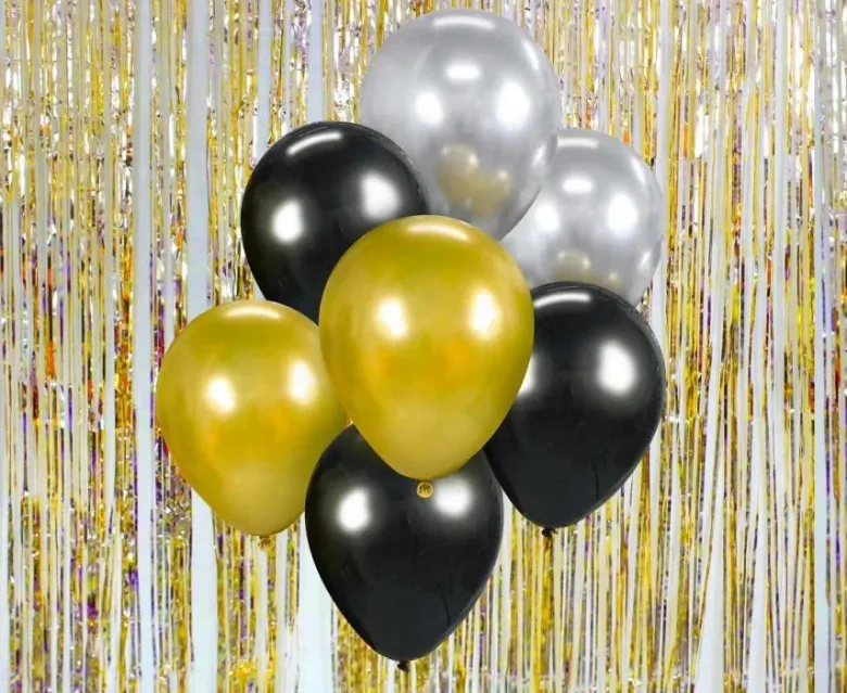 Ballonbuket- Guld sølv sort / 7 stk