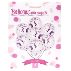 Balloner med konfetti pink 8 stk