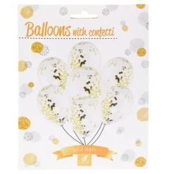 Balloner med konfetti 8 stk guld