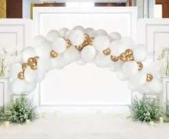 Ballongirlande B&C hvid og guld 70 stk