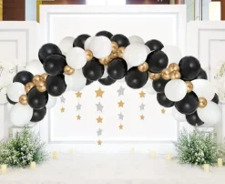 Ballongirlande - hvid guld og sort 70 stk