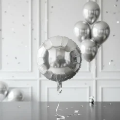 Ballon sølv folie rund 46cm sæt 10stk
