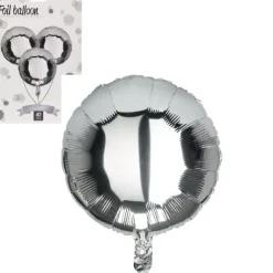 Ballon sølv folie rund 46cm sæt 10stk
