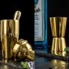 Barsæt deluxe guld 11 dele i træ stander