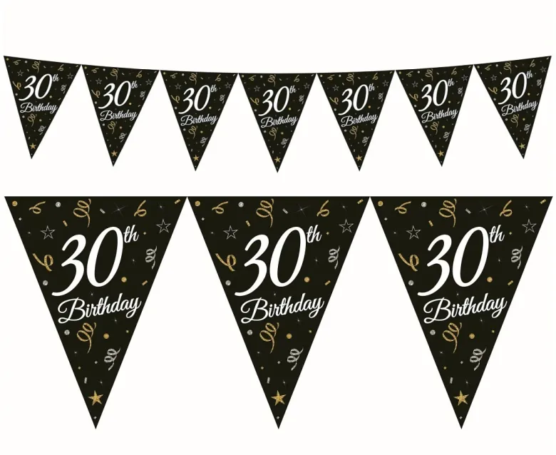 Beauty&Charm papirguirlande med flag "30" 28 x 270 cm