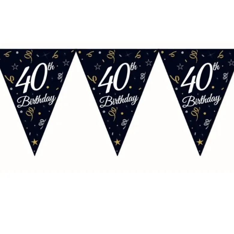 Beauty&Charm papirguirlande med flag "40" 28 x 270 cm
