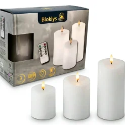 Bloklys Råhvid 3D flame Ø: 7 X 12,5 CM