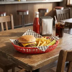 Burgerbakker Rød Plast 6 stk 23x14 cm