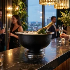 Champagnekøler på fod Sort Rustfrit Stål Ø41xH20cm