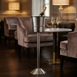 Champagnespand med gulvstativ Rustfrit stål Ø20x63cm