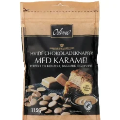 Chokoladeknapper hvid med Karamel 115 g