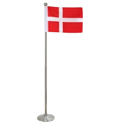 Dannebrog gulvflag i metal højdejusterbart 108-192 cm