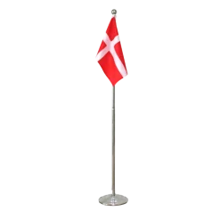 Dannebrog gulvflag i metal højdejusterbart 108-192 cm
