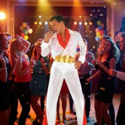 Elegant Elvis rollespilssæt (skjorte bukser bælte tørklæde) størrelse L