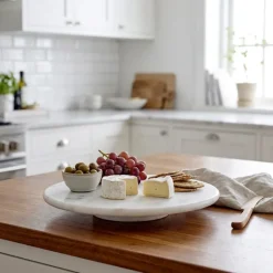 Ellin Fad på drejefod, Hvid, Marmor