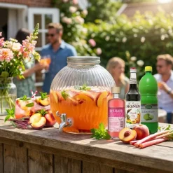 Fersken & Rabarber Dispenser Drinkspakke 5 Liter