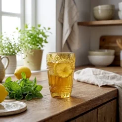 Feyza Drikkeglas, Gul, Glas - 26 cl