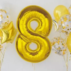 Folieballon Smart nummer 8 guld 92 cm