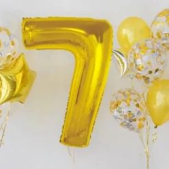 Folieballon Smart nummer 7 guld 92 cm