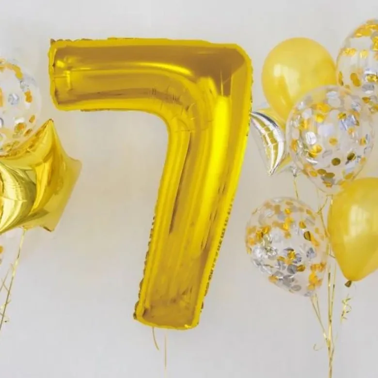Folieballon Smart nummer 7 guld 92 cm