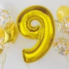 Folieballon Smart nummer 9 guld 92 cm
