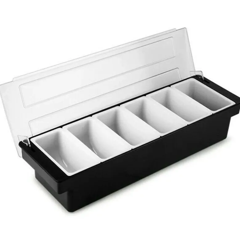 Frugt dispenser i sort - 6 dele rum