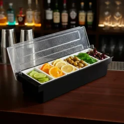Frugt dispenser i sort - 6 dele rum