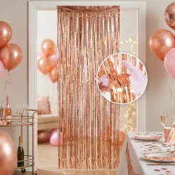Frynsedørgardin rosaguld 90x240 cm