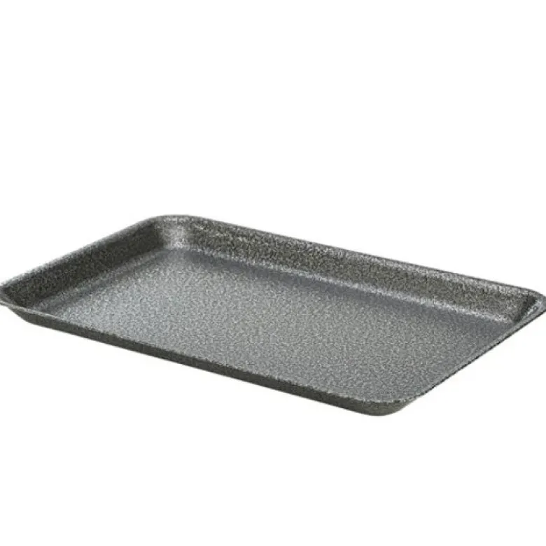 Galvaniseret Stål Bakke 31,5x21,5x2 cm Hamret Sølv Genware