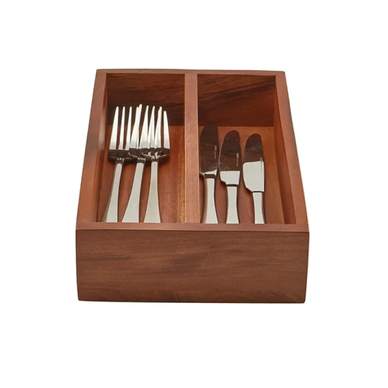 GenWare Acacia Wood Bestikbakke med 2 rum