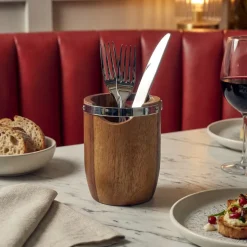 GenWare Acacia Wood Bestikcylinder med metalhåndtag