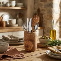GenWare Olive Wood Rustik Bestikholder