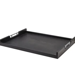 GenWare Solid Black Lav væg butlers bakke med metalhåndtag 65 x 49 cm