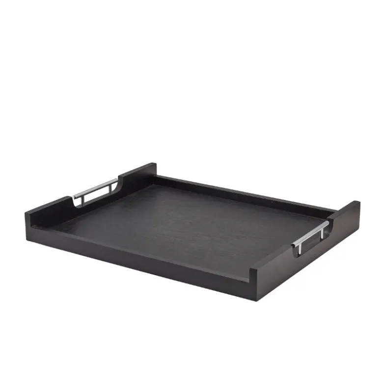 GenWare Solid Black Lav væg butlers bakke med metalhåndtag 54,5 x 44 cm