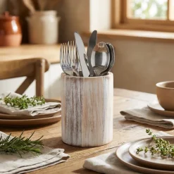 GenWare White Wash Cylindrisk bestik i akacietræ