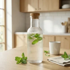 Glasflaske med Korkprop Transparent 1L Ø8,7x27,8cm