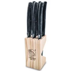 Grillknive Laguiole Sort Stonewash SÆT 6 SdV