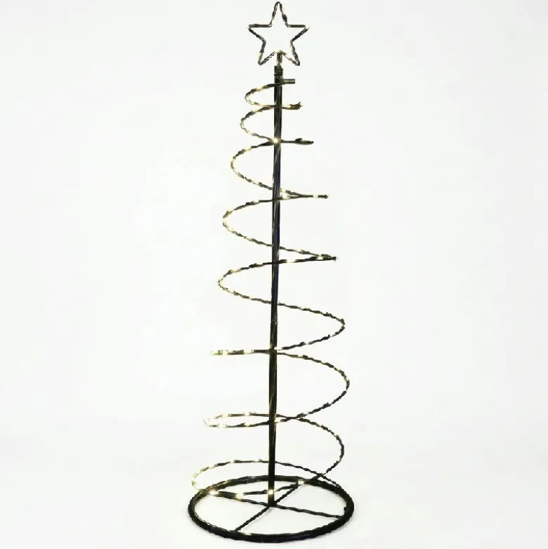 HAAHR & CO Juletræ 145 cm Sort m. 80 LED Spiral i Metal med Topstjerne