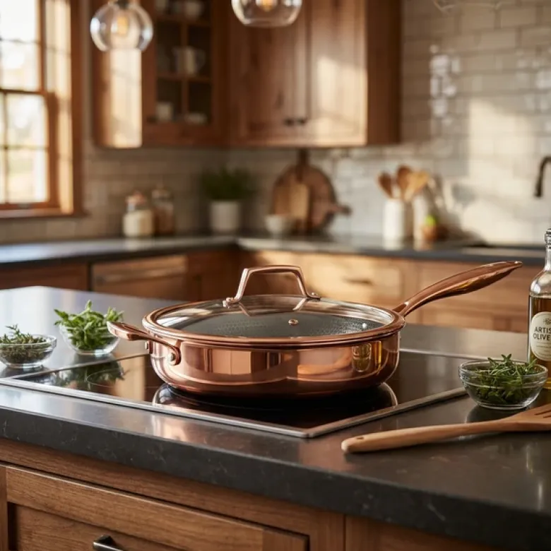 Hâws Santo Sauterpande 28 cm med låg og hybridbelægning – Rose Gold