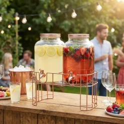 Juicedispenser Sæt med Fod 2x3,5L Glas
