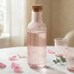 Karaffel med Prop Pink Glas 1L