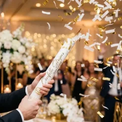 Konfettikanon B&C Guld og hvid papirstriber / 40 cm