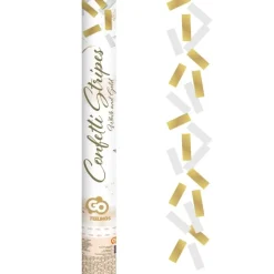 Konfettikanon B&C Guld og hvid papirstriber / 40 cm