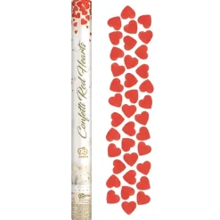 Konfettikanon - røde papirhjerter / 60 cm